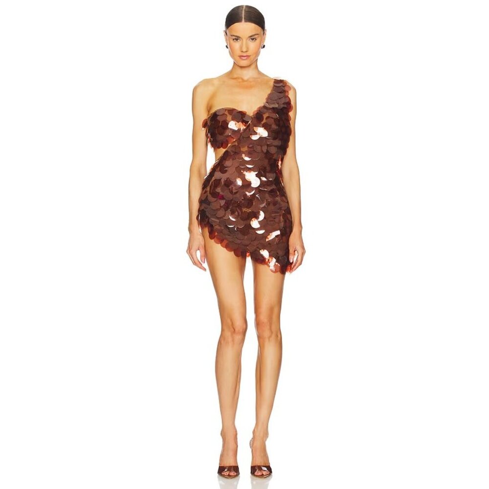 The Dolls House Gia Drape Dress in Brown